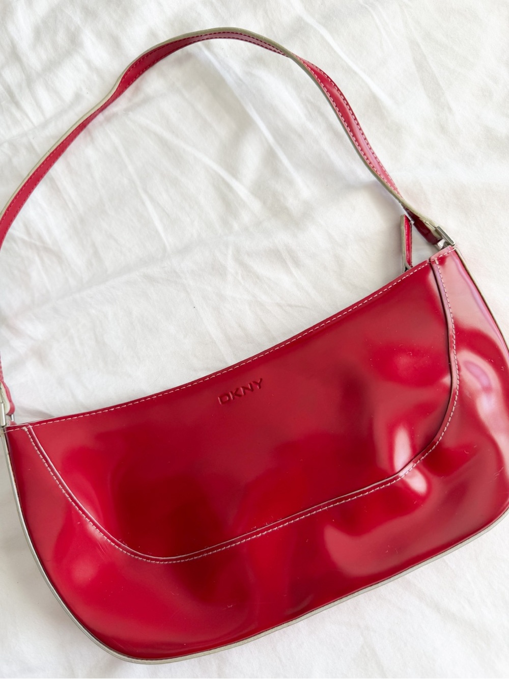 DKNY Vintage Red Patent Leather Shoulder Bag